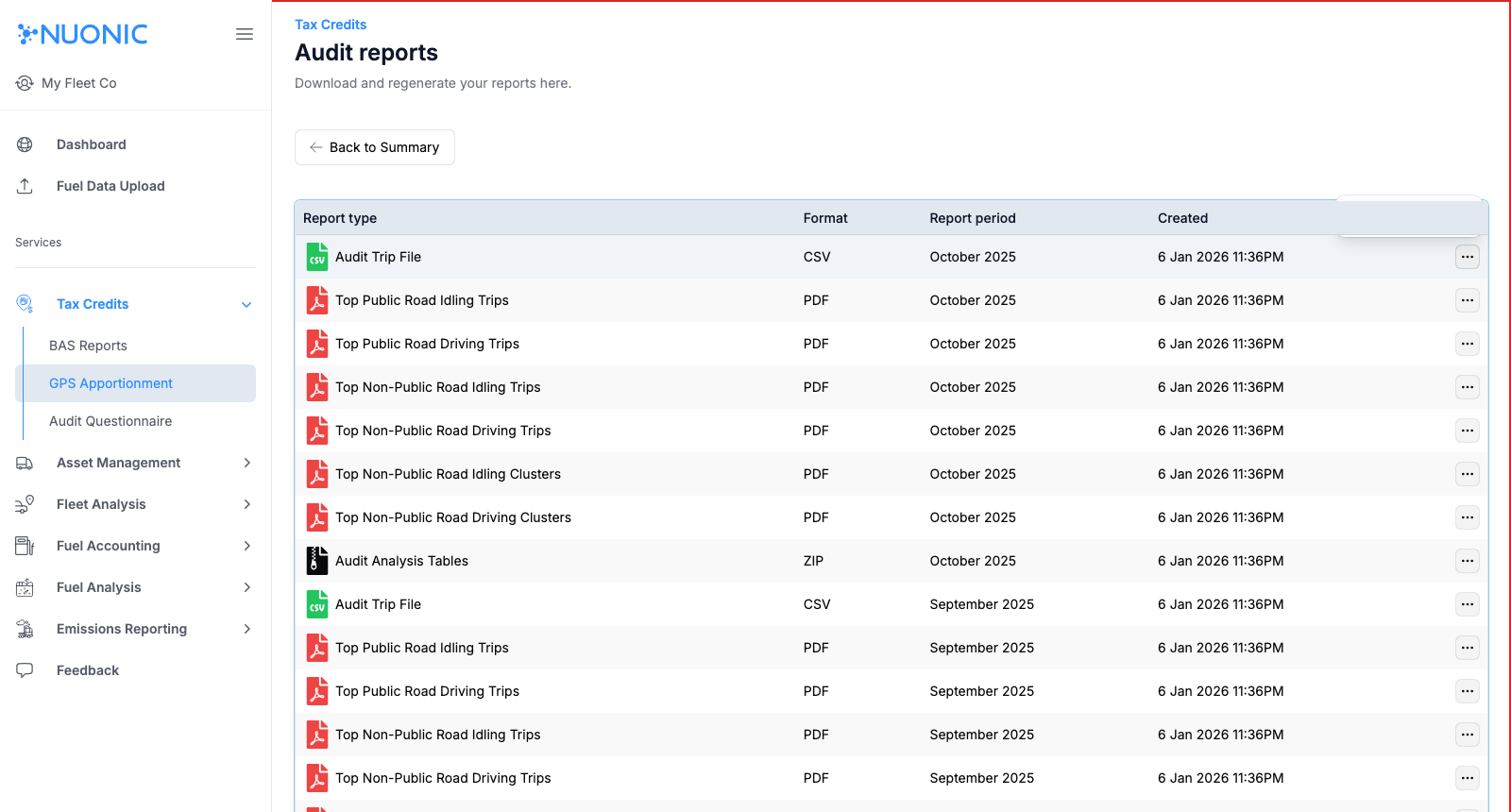 Audit reports cluster download focus