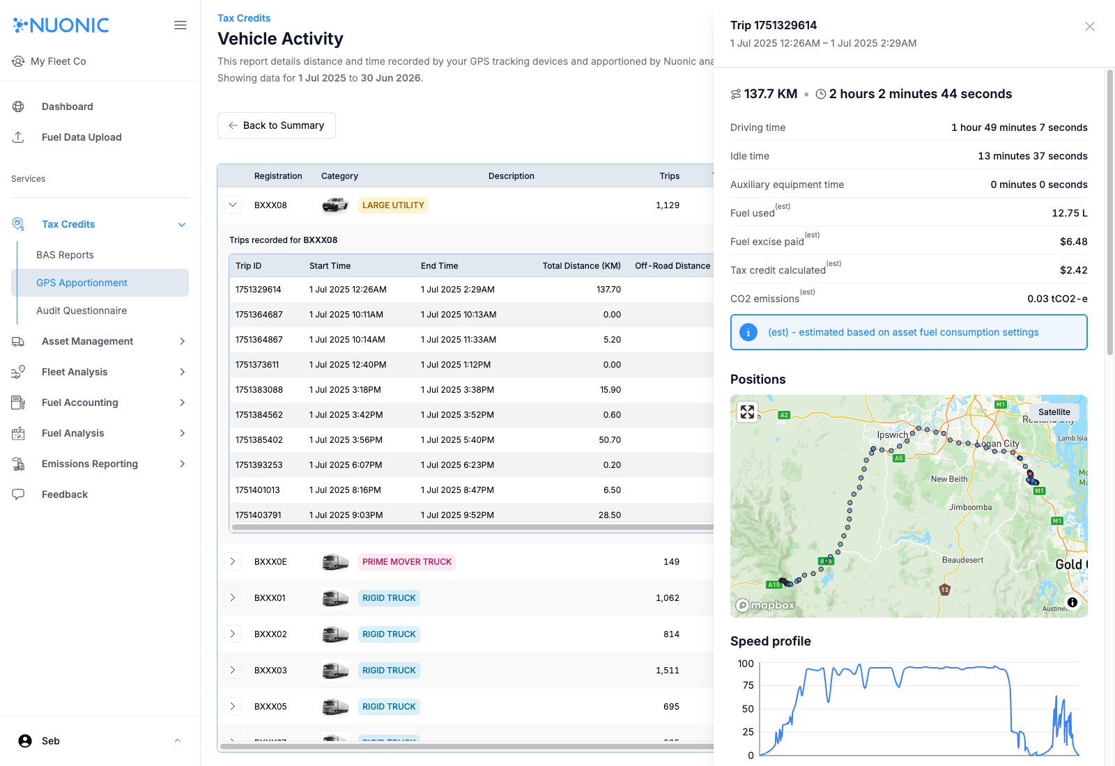 Trip details drawer and map