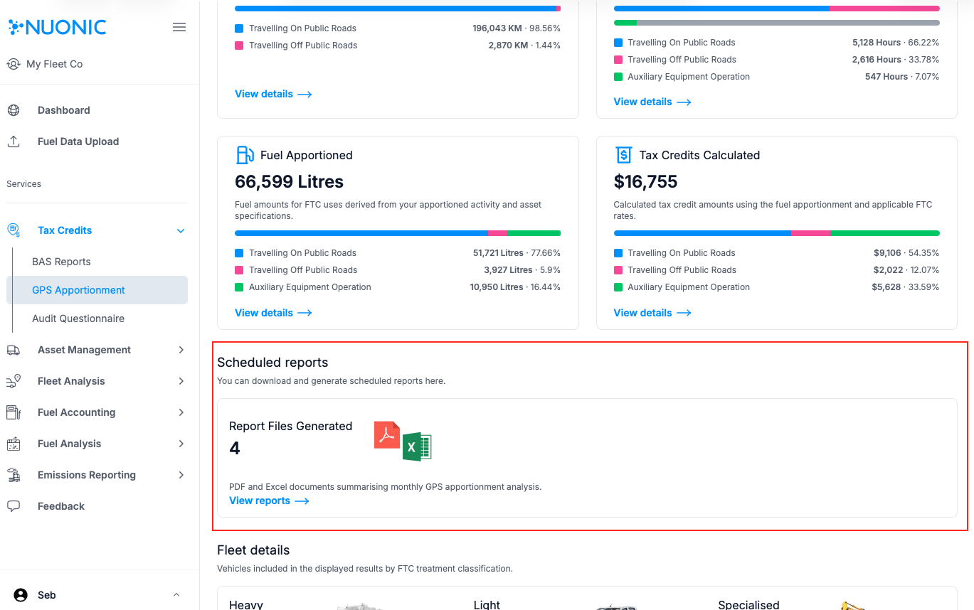 Scheduled reports focus