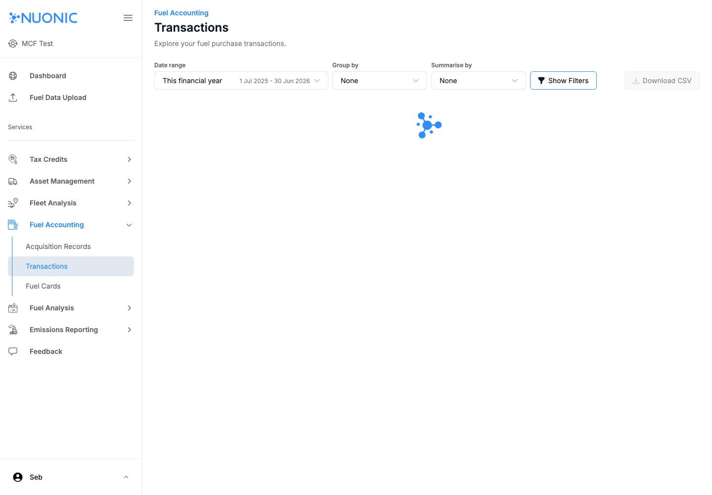 Fuel accounting transactions