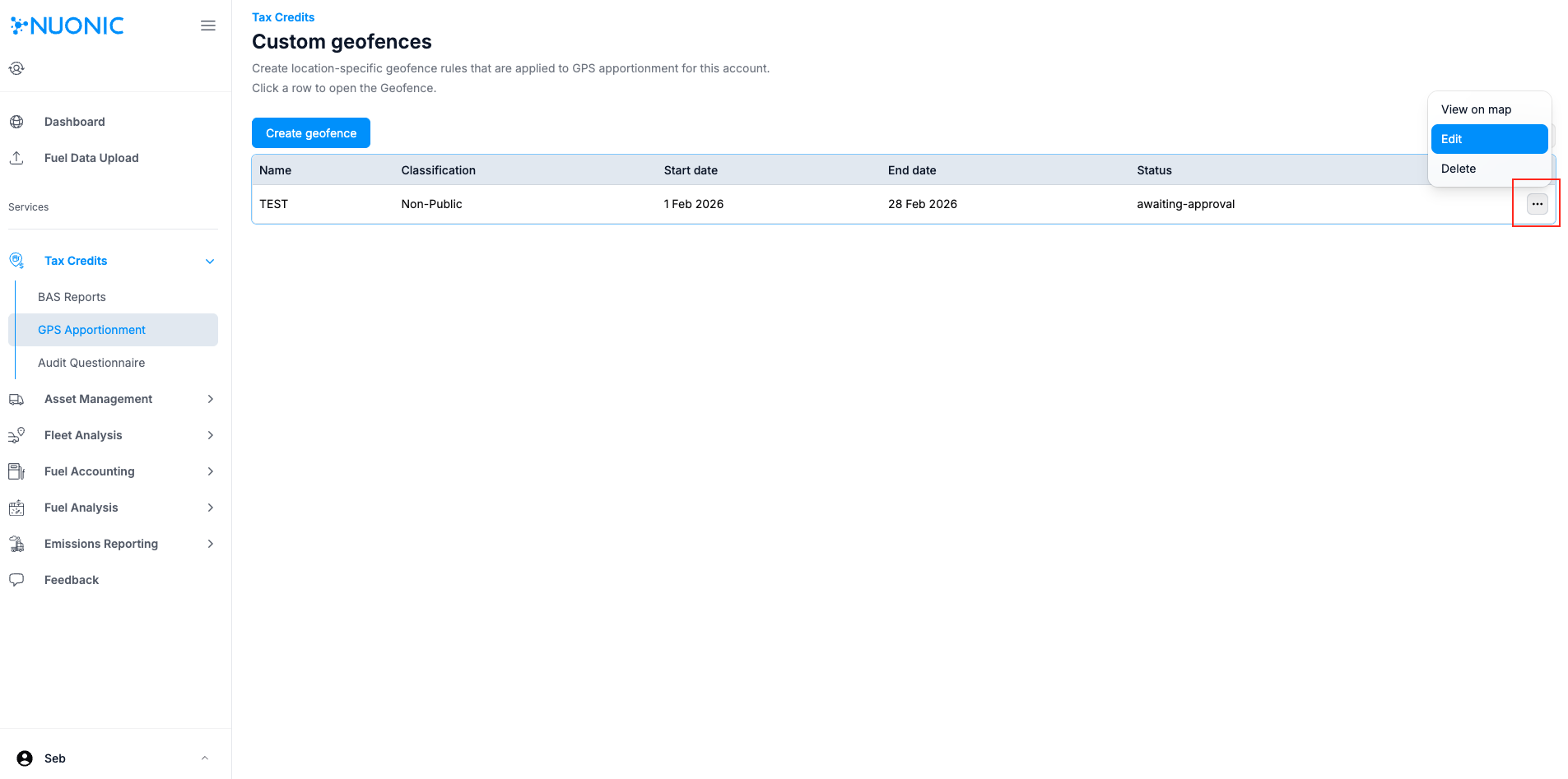 Edit custom geofence