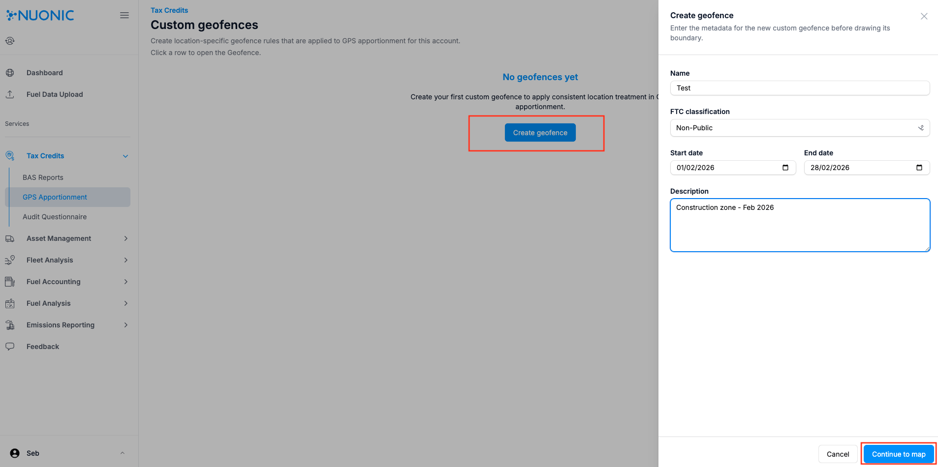 Custom geofence input details