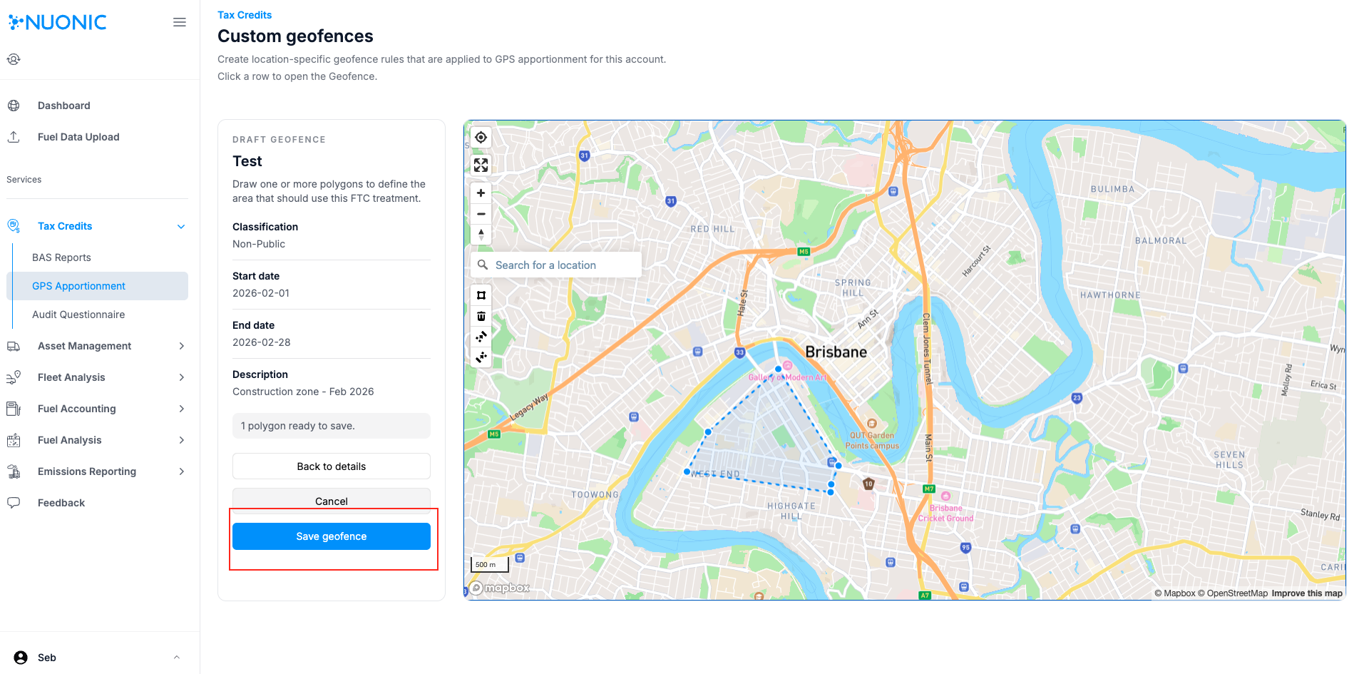Custom geofence map drawing