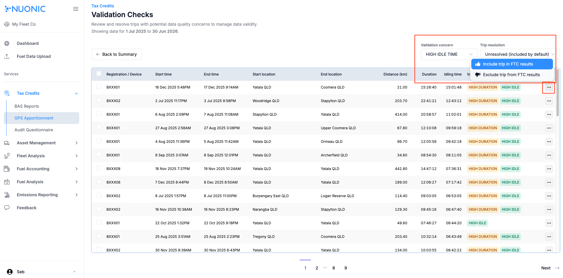 High Idle Time validation check
