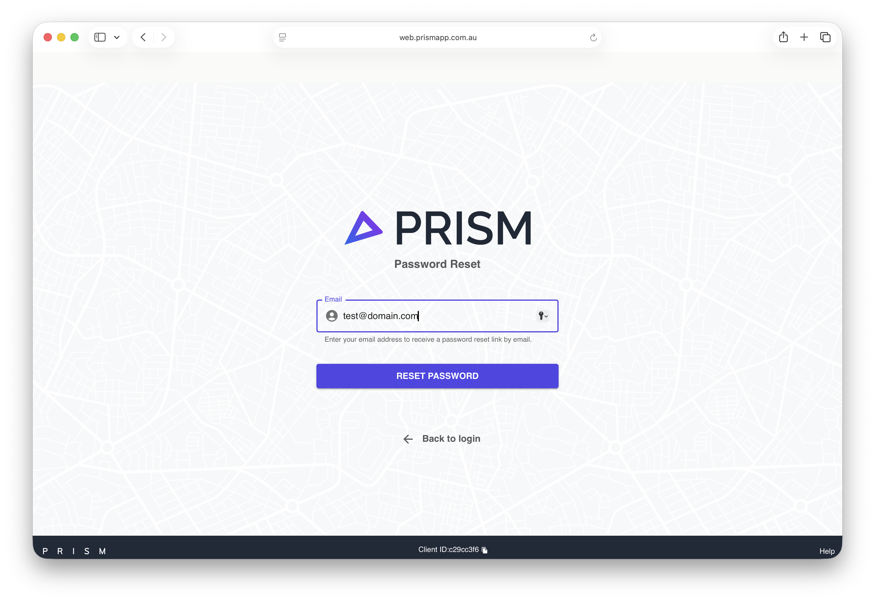 Prism forgot password flow