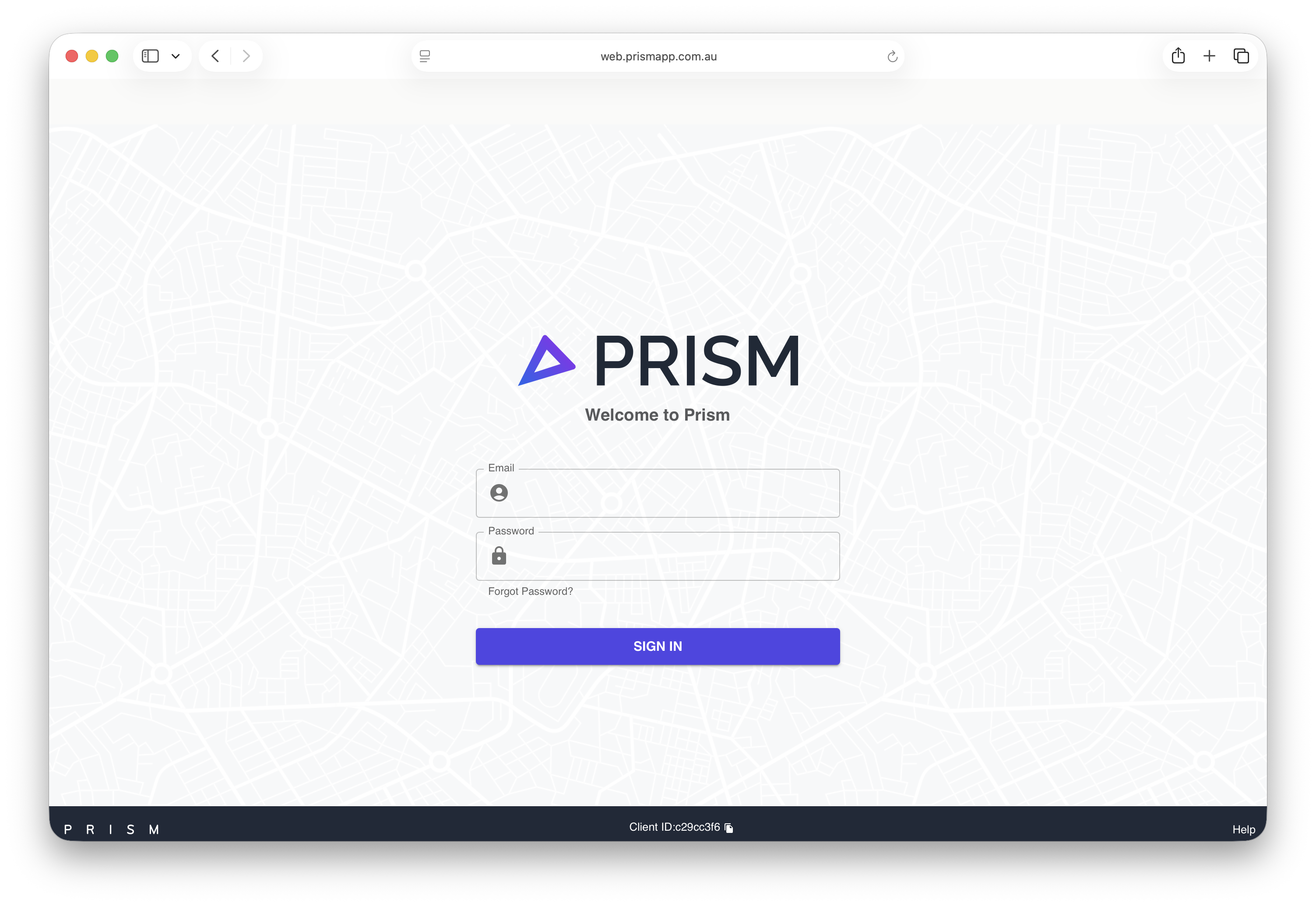 Prism login page